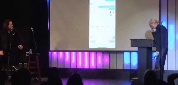 Tinder Live with Lane Moore + John Fugelsang - Audience members know the guy on screen and Lane runs with it!